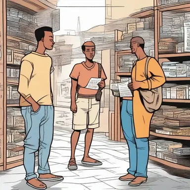 In the comic strip, the protagonist visits the agora to buy souvenirs for their friends.