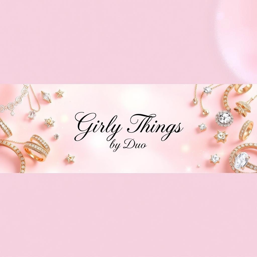 A stunning and elegant Facebook cover image for a jewelry page named 'Girly Things by Duo'
