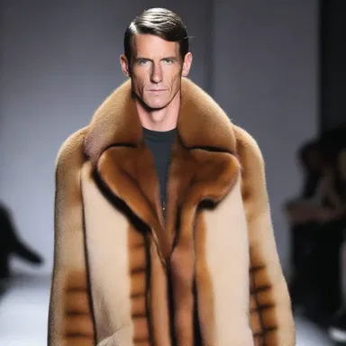 The designer showcased a stunning agouti fur coat in his latest fashion collection.