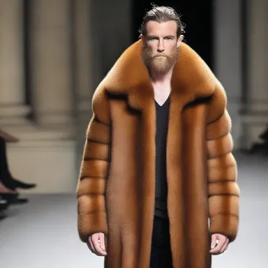 The designer showcased a stunning agouti fur coat in his latest fashion collection.