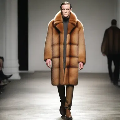 The designer showcased a stunning agouti fur coat in his latest fashion collection.