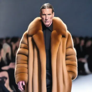 The designer showcased a stunning agouti fur coat in his latest fashion collection.