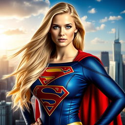 A stunning portrait of Sydney Sweeney as Supergirl, embodying strength and femininity