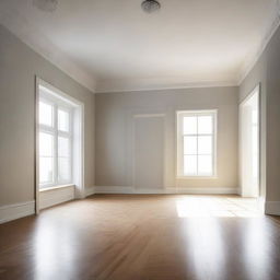 A blank, well-lit room with empty space providing the scope to add personal elements such as flooring and wall designs.