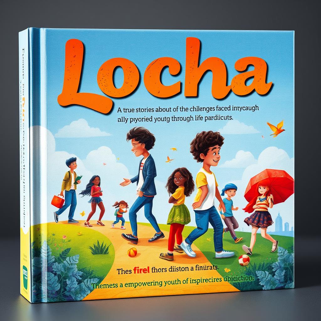 A captivating book cover for 'Loccha', showcasing a compilation of true stories about the challenges faced by young individuals, aimed at empowering youth through life lessons