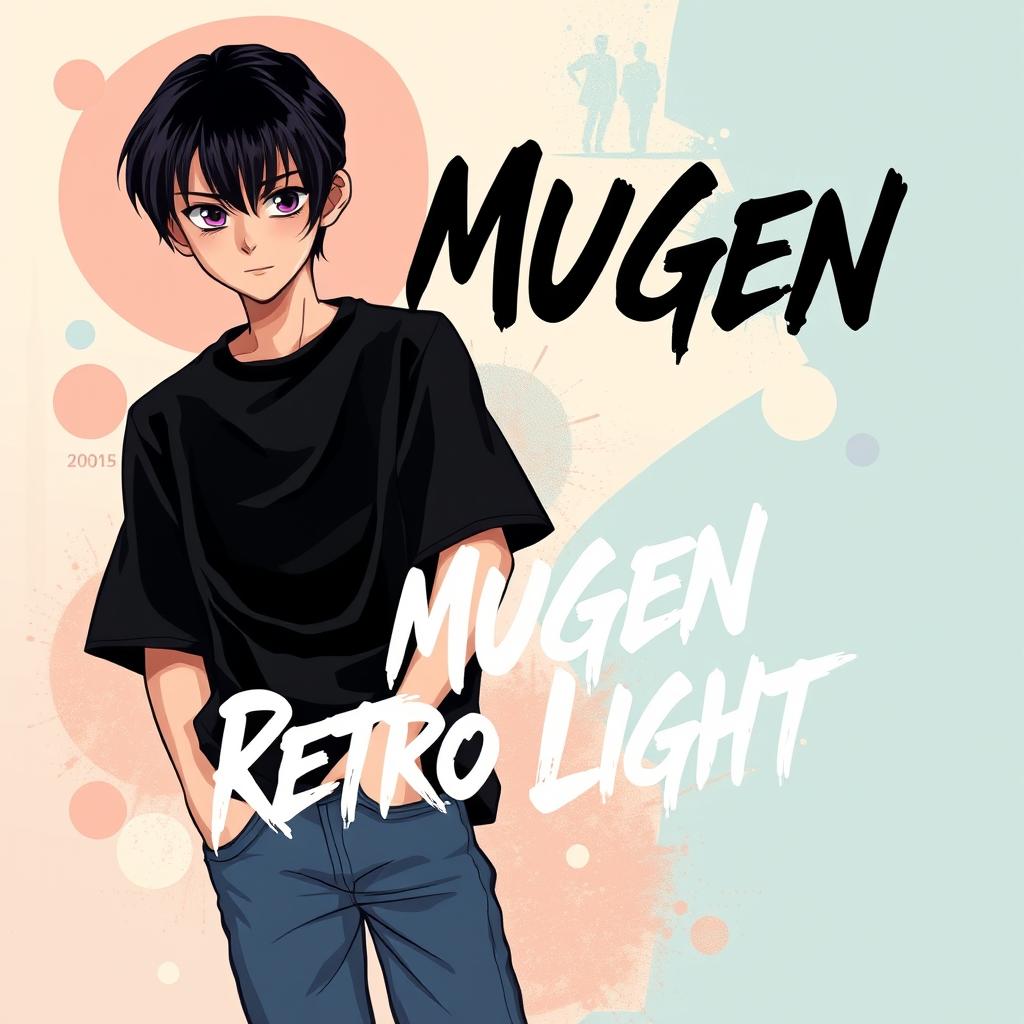 A 2D band cover design for an early 2000's emo band called 'Mugen Retro Light'