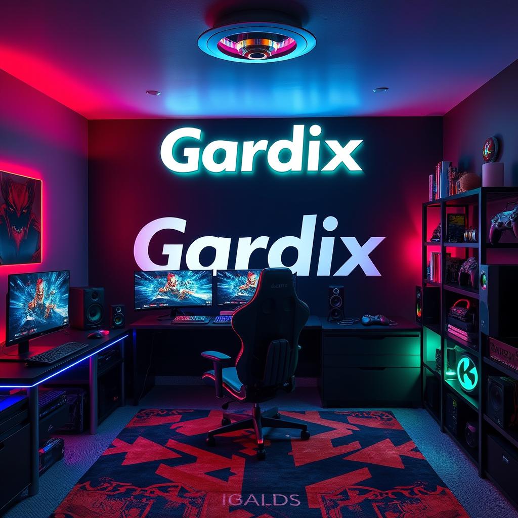 A gaming room interior featuring bold, modern design elements