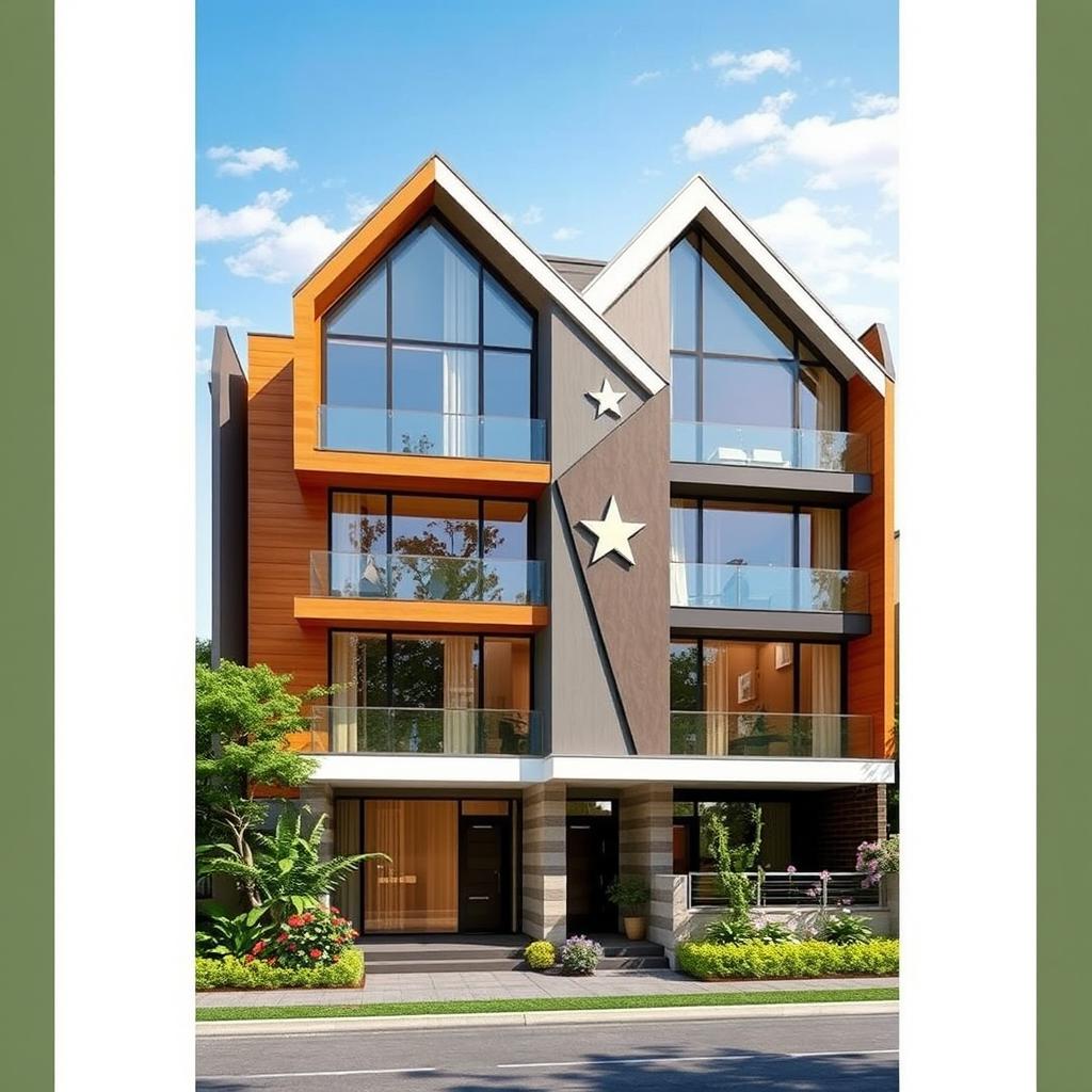 Stellar Design: Modern Star-Inspired Residential Elevation