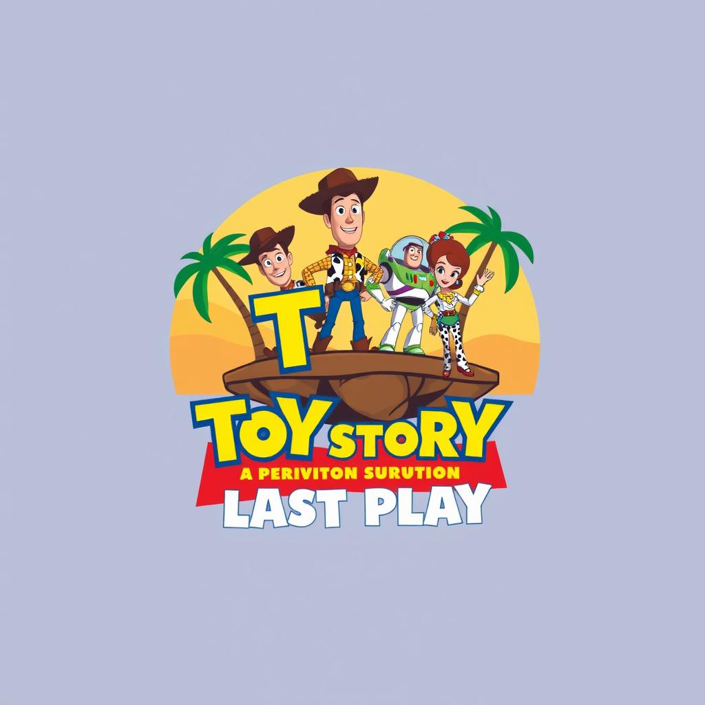 A creative logo design for a parody movie titled 'TOY STORY 4: LAST PLAY'