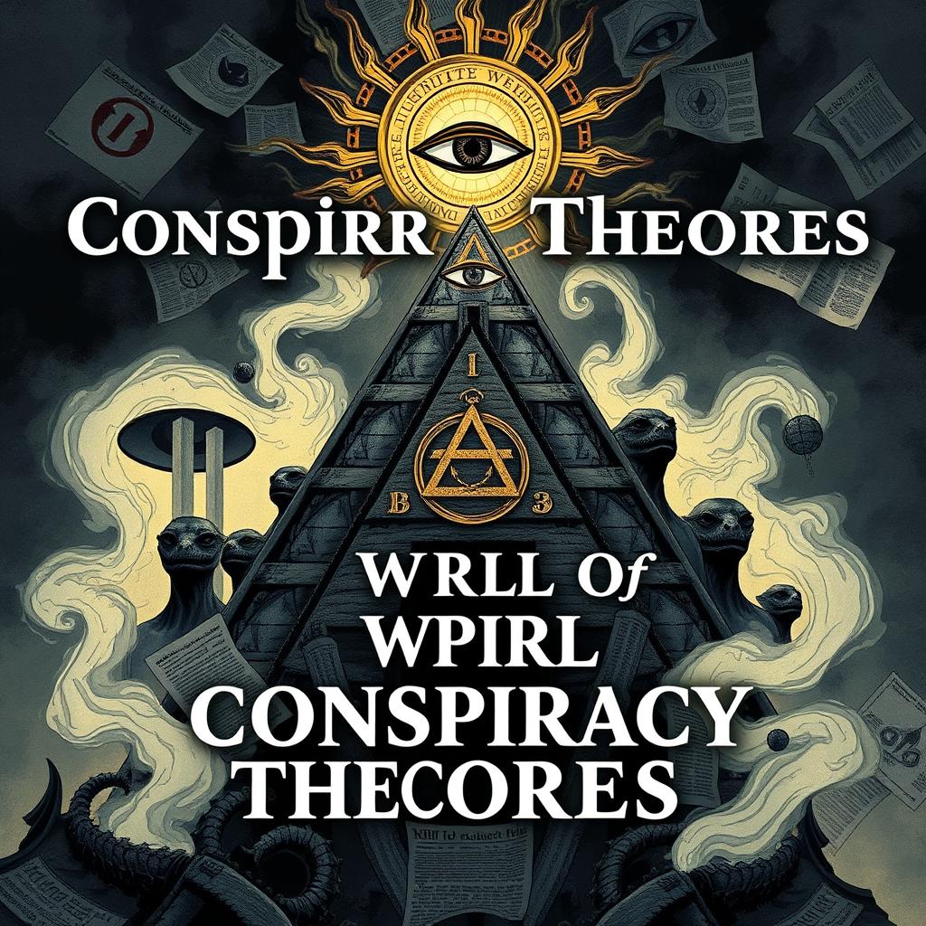 An illustration for the book titled 'World of Conspiracy Theories'