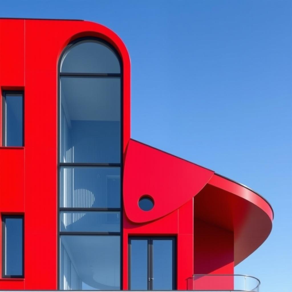 A modern residential building elevation inspired by the wings of a ladybird