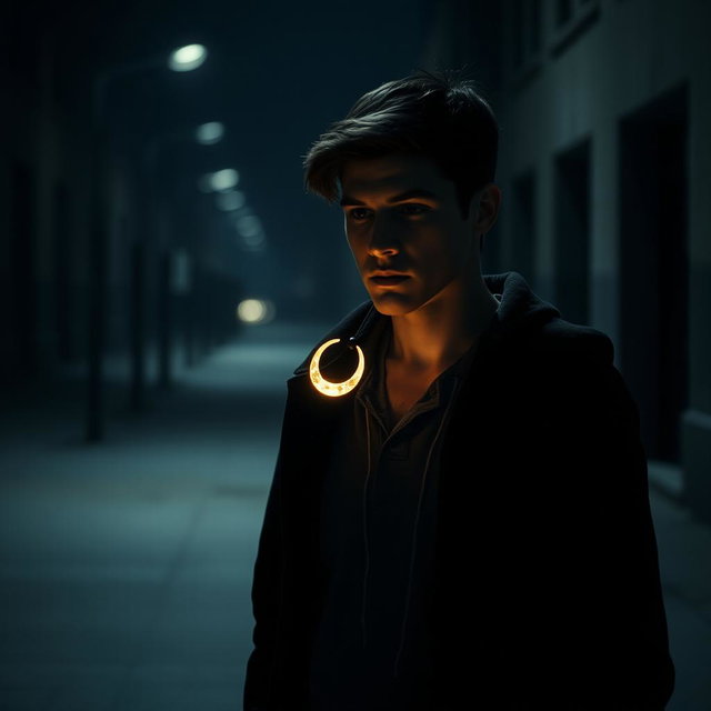 An introspective scene featuring a young man who appears lost and contemplative, reflecting his empty feelings and unanswered search for meaning in life