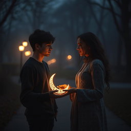 An evocative scene featuring a young man who appears lost and contemplative, embodying his empty feelings and his quest for meaning in life