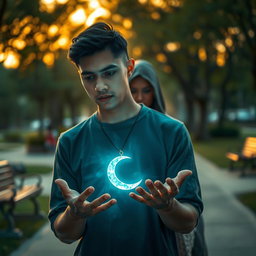 A compelling scene depicting the story of a young man in his twenties, enveloped in feelings of emptiness and an unanswered search for meaning in his life