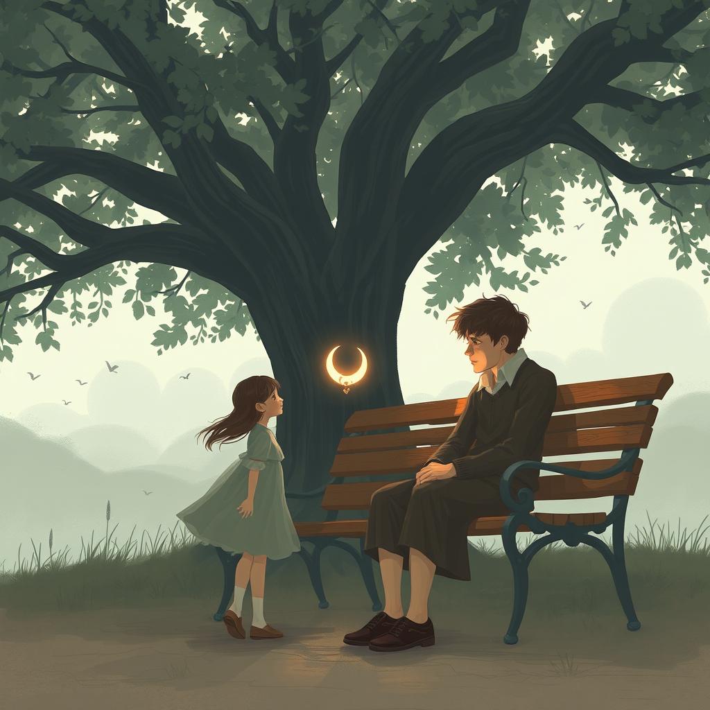 A poignant scene illustrating the story of a young man in his twenties, engulfed in feelings of emptiness and a quest for meaning in his life