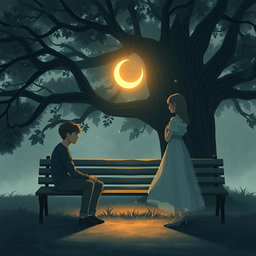 A poignant scene illustrating the story of a young man in his twenties, engulfed in feelings of emptiness and a quest for meaning in his life