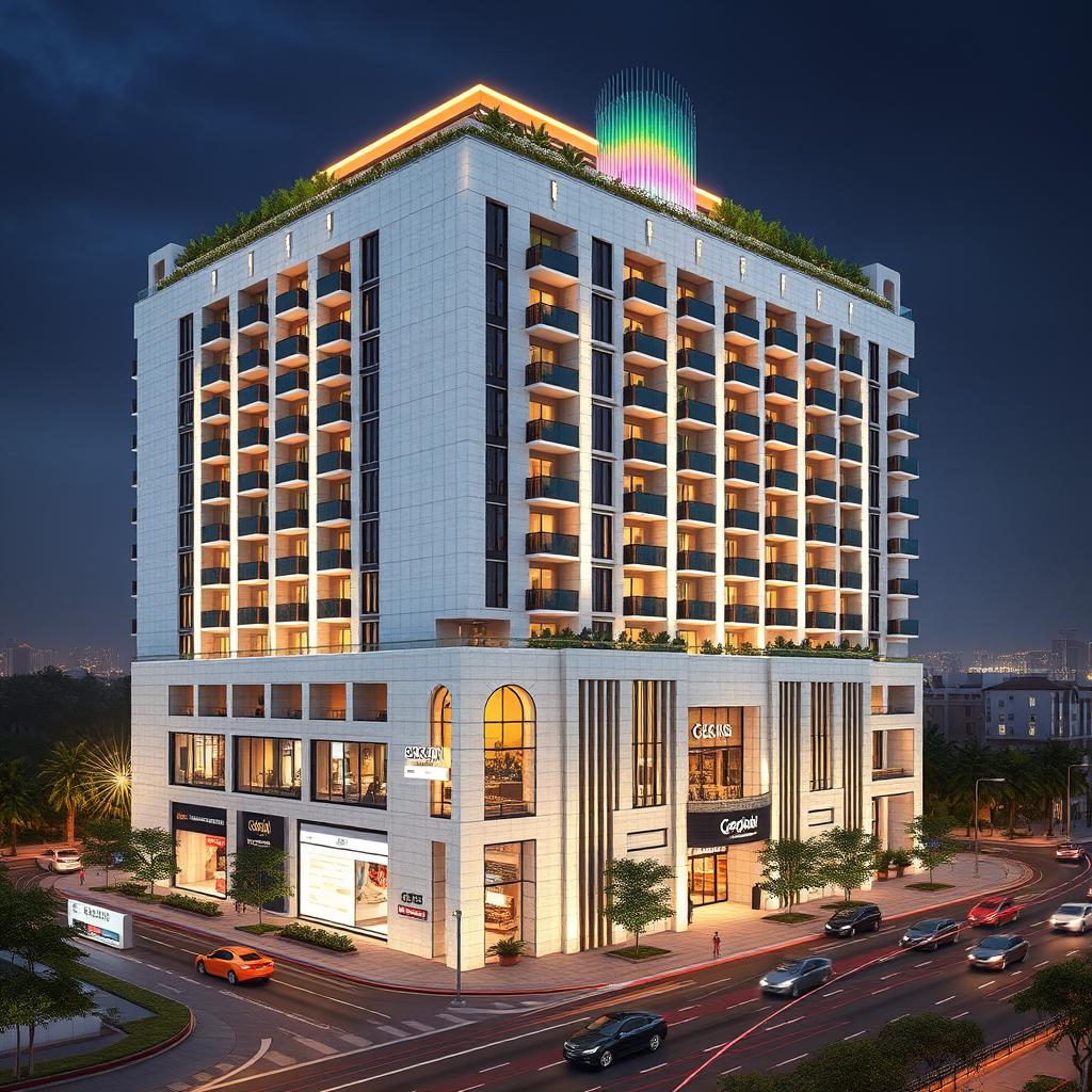 A stunning design of a 20-story residential and commercial tower named 'EBEEAVIJAN'