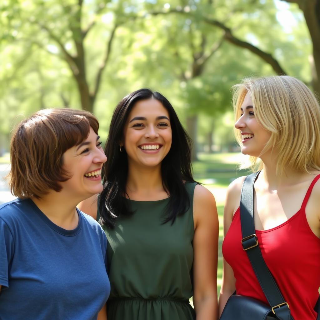 A casual photo of three friends enjoying a sunny day outdoors