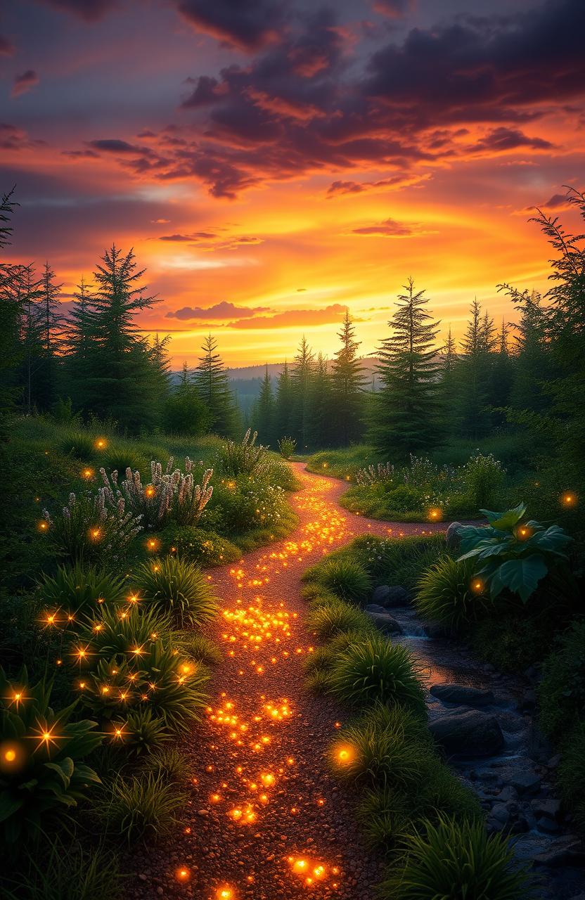 Enchanting Twilight: A Shimmering Path Through the Mystic Forest