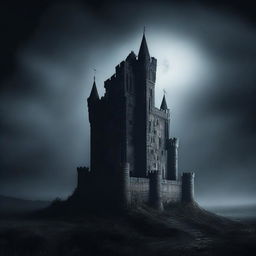 A mysterious castle cloaked in darkness, evoking a sense of intrigue and suspense.