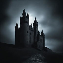 A mysterious castle cloaked in darkness, evoking a sense of intrigue and suspense.