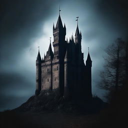 A mysterious castle cloaked in darkness, evoking a sense of intrigue and suspense.