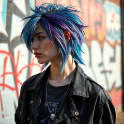 A stylish person showcasing a trendy mullet haircut, with the hair cut short on the front and sides while the back is long and flowing
