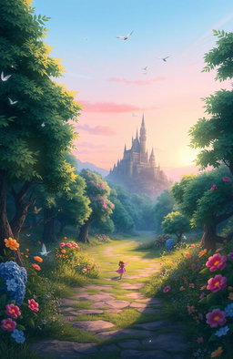 An enchanting fantasy landscape inspired by the theme of anime, particularly reflecting elements from 'Hamefura'