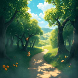 An ethereal landscape for 'The Unnoticed Path' by Lia, capturing a whimsical yet serene atmosphere