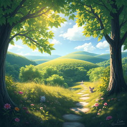 An ethereal landscape for 'The Unnoticed Path' by Lia, capturing a whimsical yet serene atmosphere