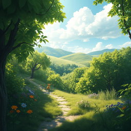 An ethereal landscape for 'The Unnoticed Path' by Lia, capturing a whimsical yet serene atmosphere