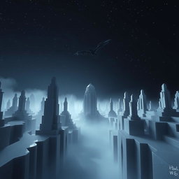 A dark yet captivating Minecraft dimension resembling porcelain, featuring the iconic Ender Dragon soaring majestically through the sky