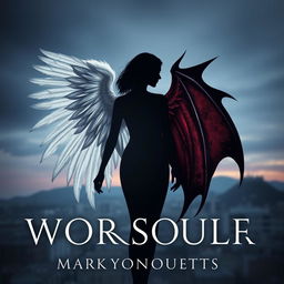 A striking dark metaphysical book cover design featuring a central silhouette of a woman with a transparent body, embodying the dichotomy of light and shadow