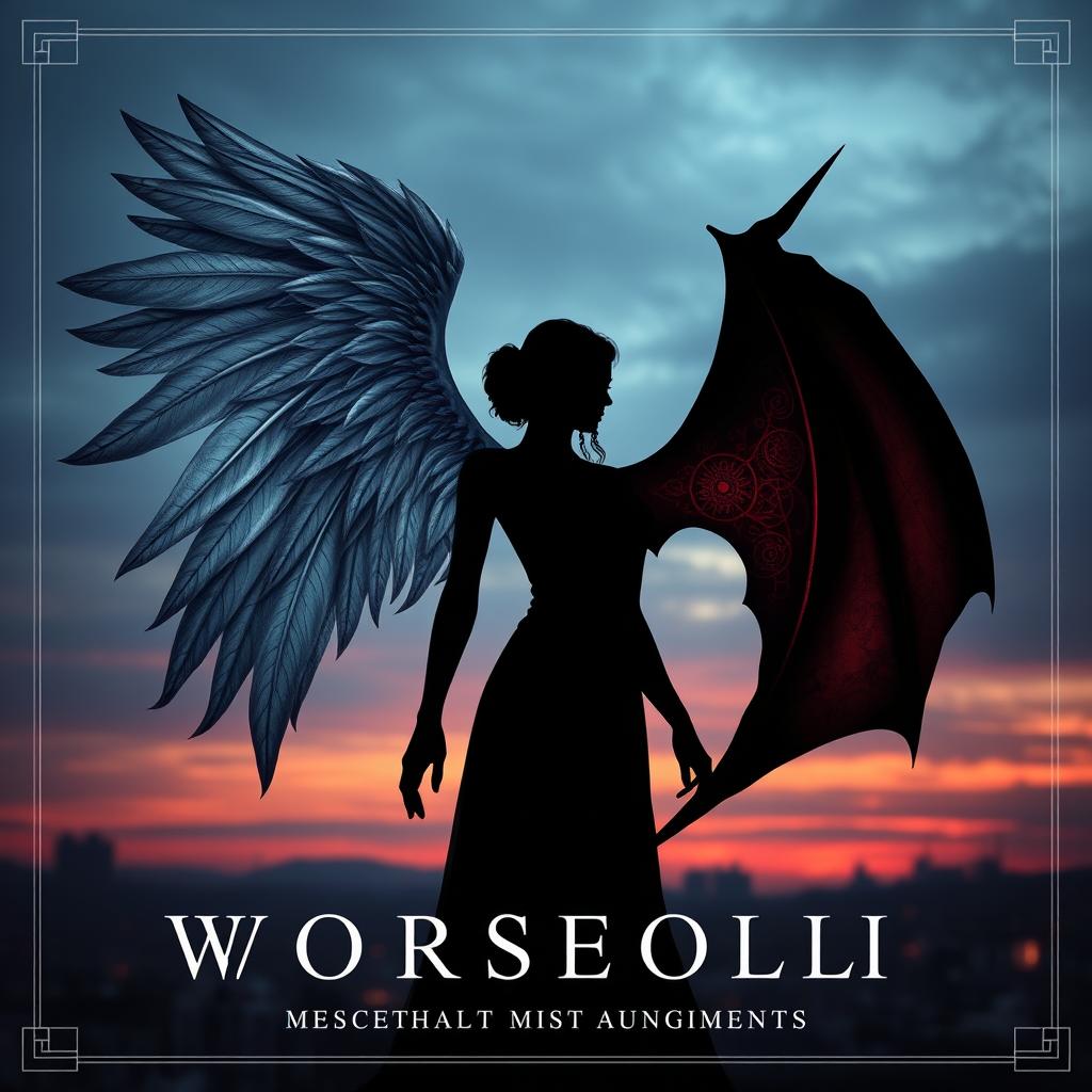 A striking dark metaphysical book cover design featuring a central silhouette of a woman with a transparent body, embodying the dichotomy of light and shadow