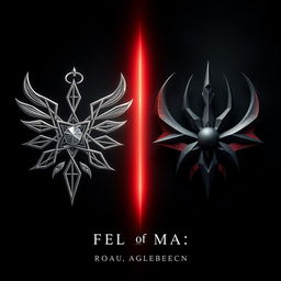 A visually stunning book cover design for a metaphysical novel, showcasing a striking contrast between two powerful symbols