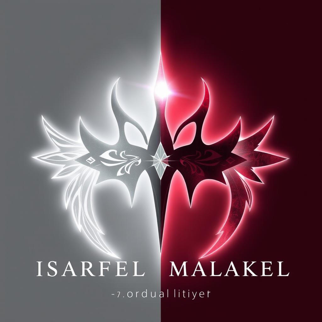 A visually captivating book cover design for a metaphysical novel, featuring a split composition that embodies duality
