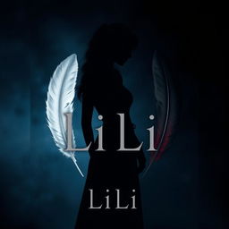 An enchanting book cover design for a metaphysical novel, featuring a silhouette of a woman named Lili standing in profile, slightly off-center with her back turned