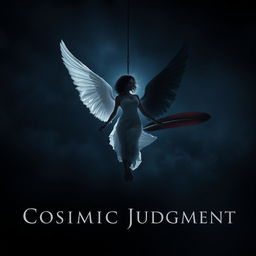 A visually striking image of a silhouette of a woman falling through the air, illuminated by light behind her against a dark atmospheric background that transitions from deep blue to grey-black