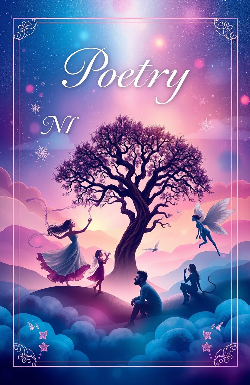 A visually striking poetry book cover that encompasses a range of emotions and fantasy elements