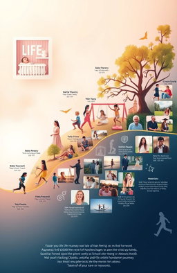A visual representation of a person's life journey from birth to the present, showcasing milestones and memories