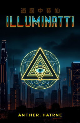 A dark, moody futuristic city skyline with glowing, sleek skyscrapers, symbolizing advanced technology and progress