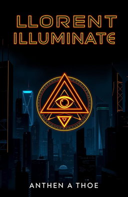 A dark, moody futuristic city skyline with glowing, sleek skyscrapers, symbolizing advanced technology and progress