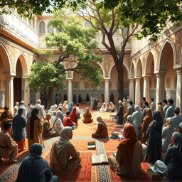 A detailed and respectful depiction of the conditions in Islamic religious life within an Islamic boarding school (madrasah)