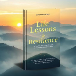 A visually striking book cover for a quotes book titled 'Life Lessons & Resilience', capturing themes of resilience, comebacks, realizations, and human connections