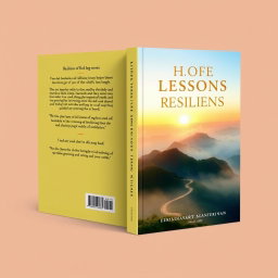 A visually striking book cover for a quotes book titled 'Life Lessons & Resilience', capturing themes of resilience, comebacks, realizations, and human connections