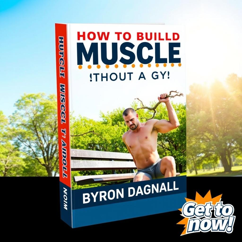 A motivational book cover for 'How to Build Muscle Without a Gym' by Byron Dagnall