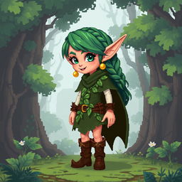 A detailed 2D pixel model of an elf character specifically designed for a fantasy game