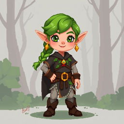 A detailed 2D pixel model of an elf character specifically designed for a fantasy game