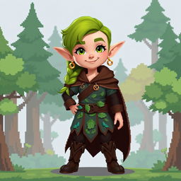A detailed 2D pixel model of an elf character specifically designed for a fantasy game