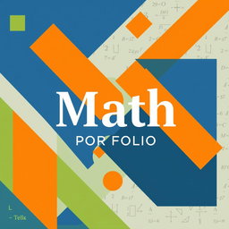 A beautifully designed math portfolio cover, featuring abstract geometric patterns and shapes in vibrant colors like blue, orange, and green